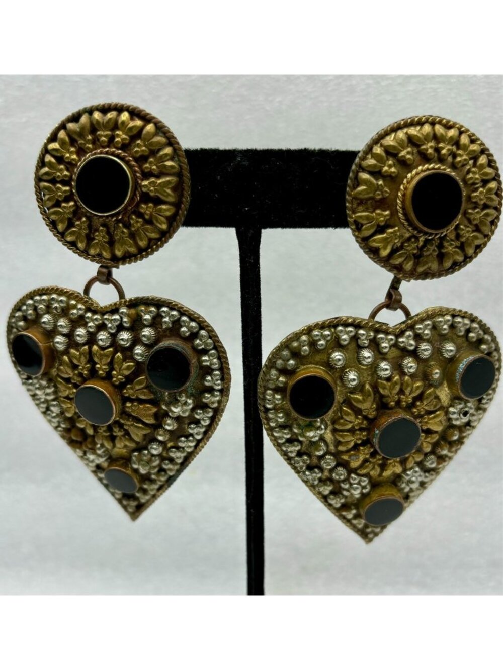 1960s Handmade Brass Mexican Folk Art Earrings